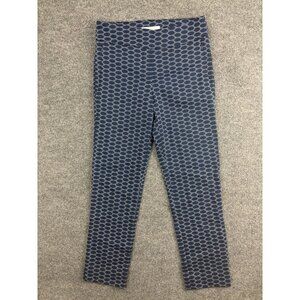 Margaret M Dress Pants Womens M Blue Geometric Knit Slimming Skinny Pull On